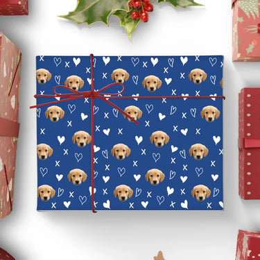 Personalized Pet Face and Hugs and Kisses Wrapping Paper