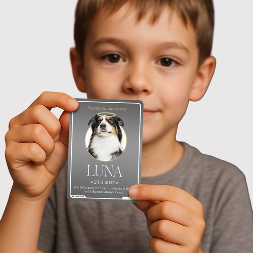 Kid Holding Memorial Card No Casing 11