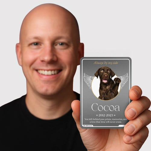 Man Holding Memorial Card No Casing 11