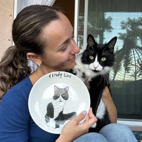 Custom Hand Painted Pet Portrait Ceramic Plate