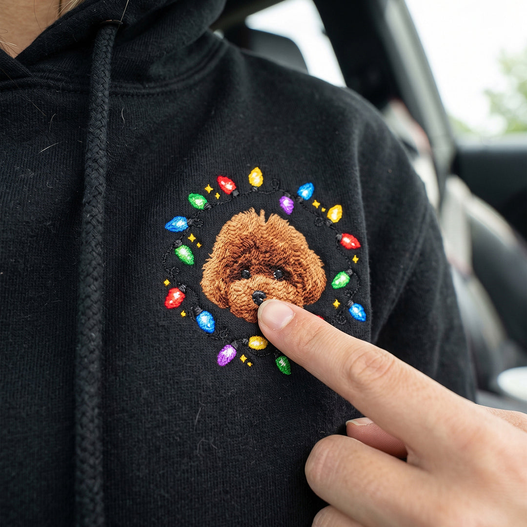 Custom Pet Face Fairy Lights Hoodie