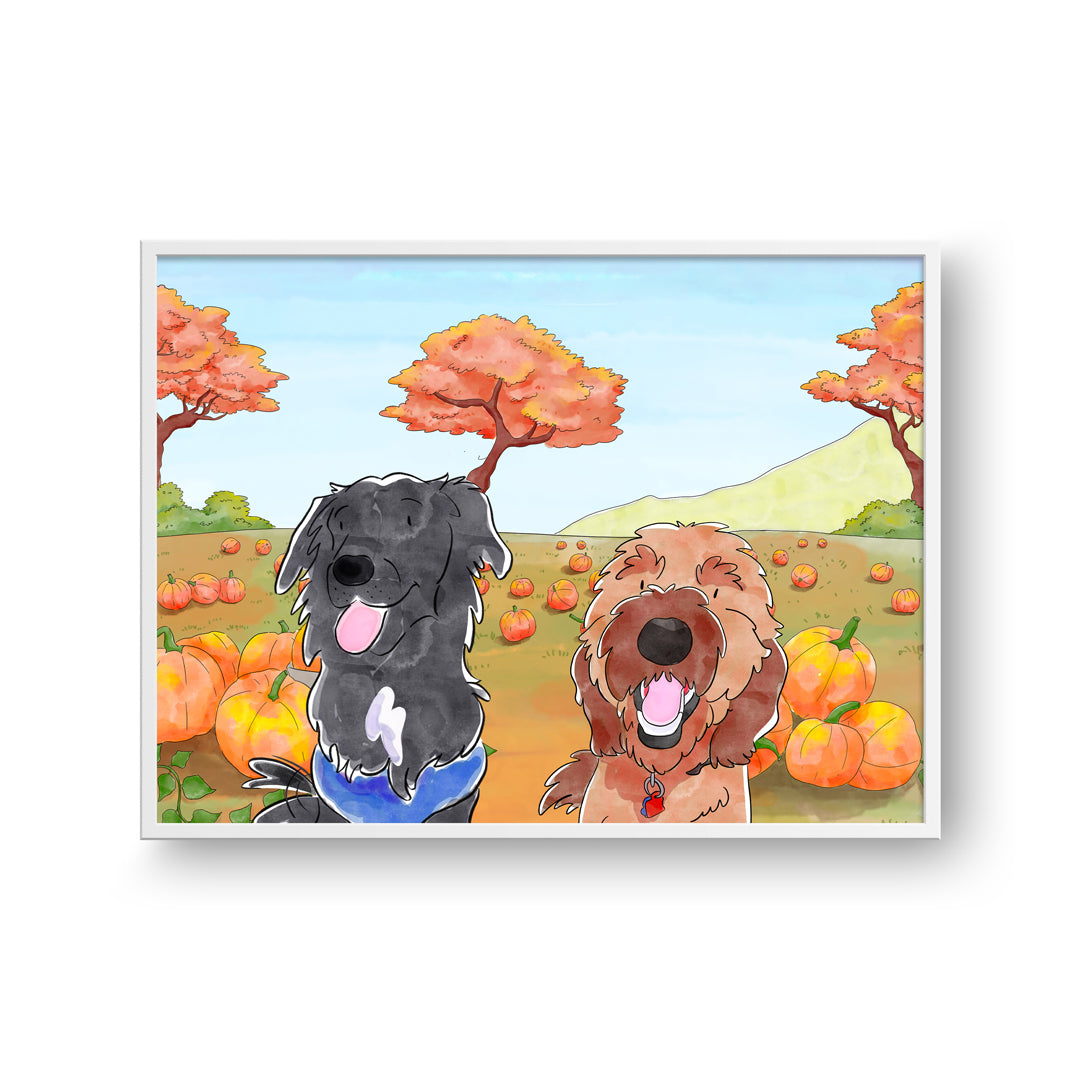 Watercolor Pet Portrait - Two Pets, Framed Poster