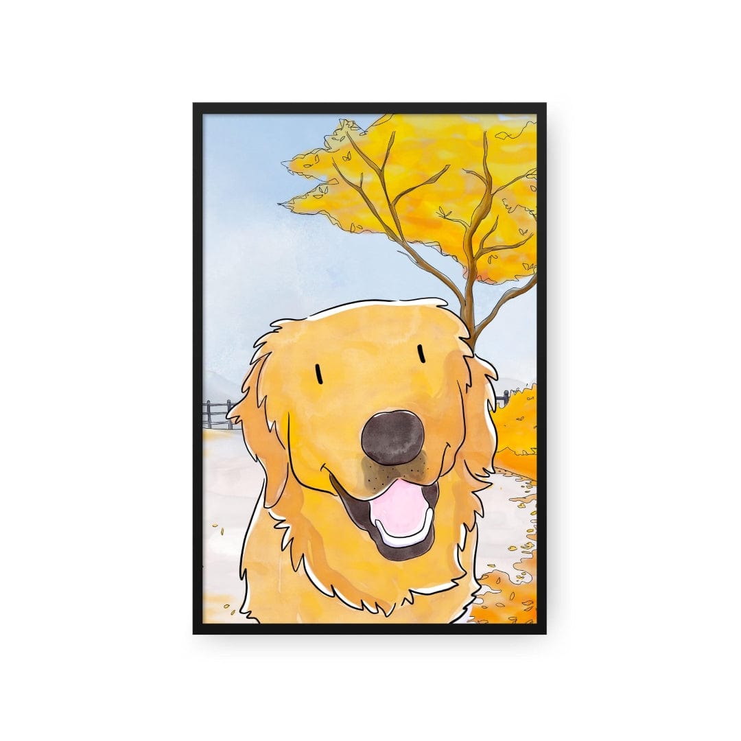 Crown and Paw - Framed Poster Watercolor Pet Portrait - One Pet, Framed Poster