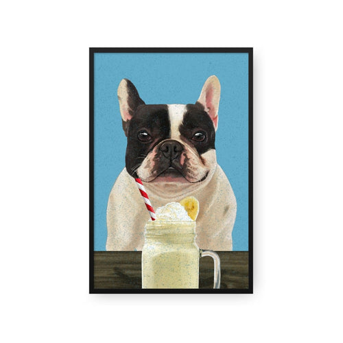 Crown and Paw - Framed Poster Custom Pet with Banana Shake Portrait - Framed Poster