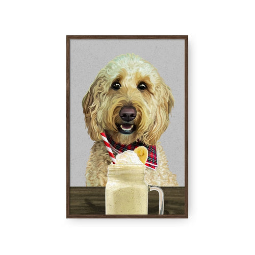 Crown and Paw - Framed Poster Custom Pet with Banana Shake Portrait - Framed Poster