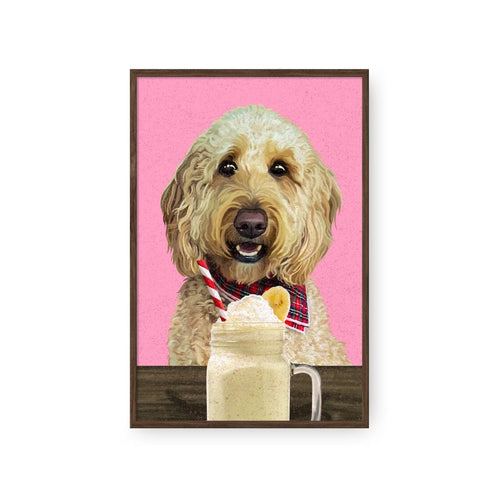 Crown and Paw - Framed Poster Custom Pet with Banana Shake Portrait - Framed Poster