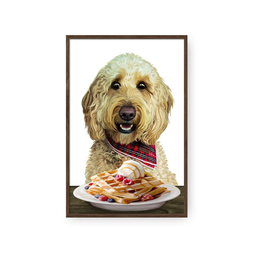 Crown and Paw - Framed Poster Custom Pet with Waffles Portrait - Framed Poster 8" x 10" / Walnut / White