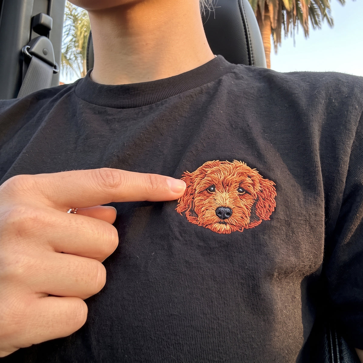 Custom Embroidered Pet Face Tee Shirt