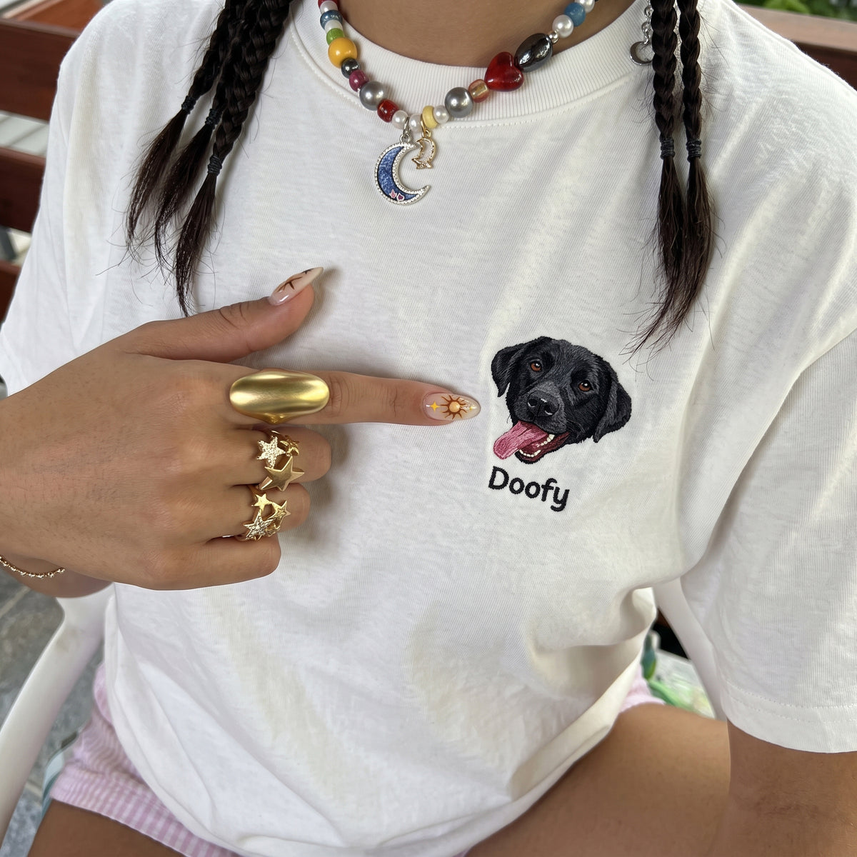 Custom Embroidered Pet Face Tee Shirt