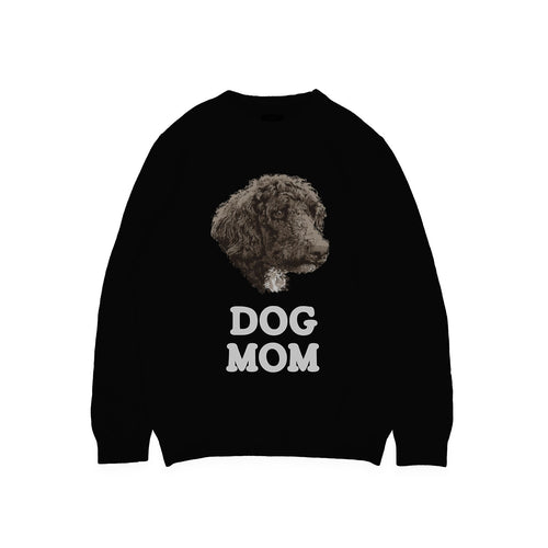 Custom Knitted Dog Mom Text and Pet Face Sweater