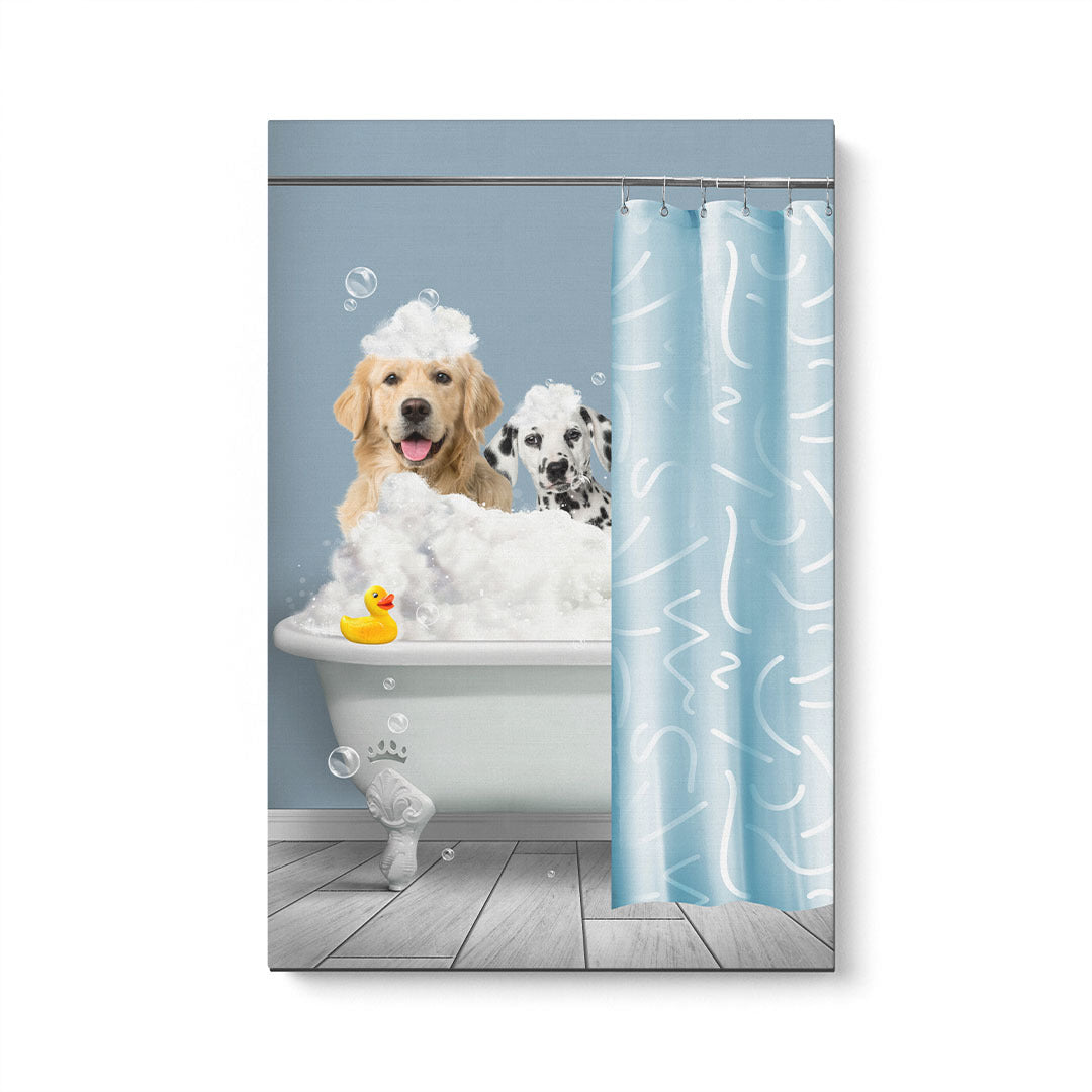Bath Tub Pet Portrait (Two Pets) - Custom Pet Art