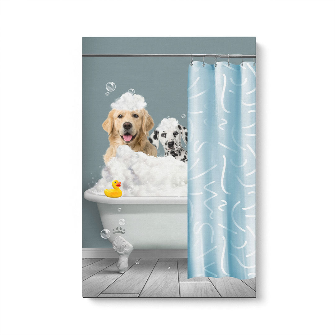 Bath Tub Pet Portrait (Two Pets) - Custom Pet Art