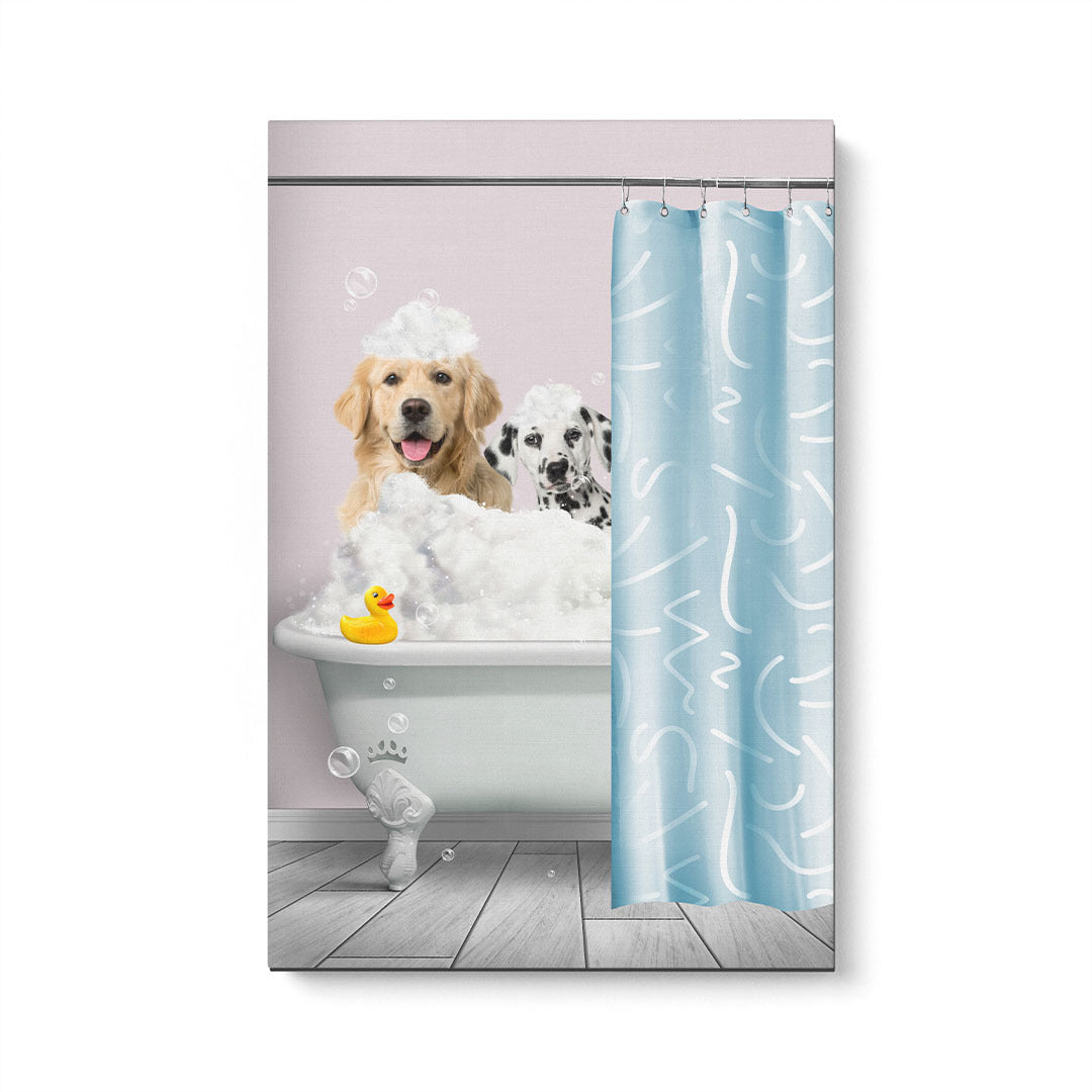 Bath Tub Pet Portrait (Two Pets) - Custom Pet Art
