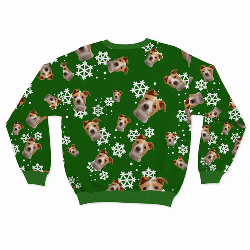 Crown and Paw - Custom Clothing Christmas Bundle: Pet Face Pattern Christmas Sweatshirt and Socks (Save $30)