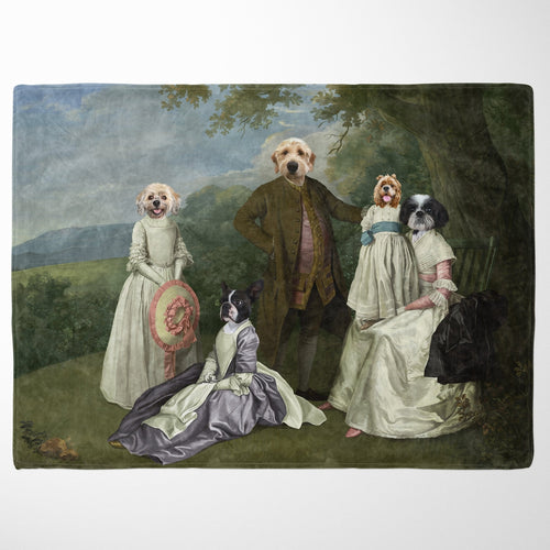 Crown and Paw - Blanket The Family Picnic (Five Pets) - Custom Pet Blanket 30" x 40" / Family L