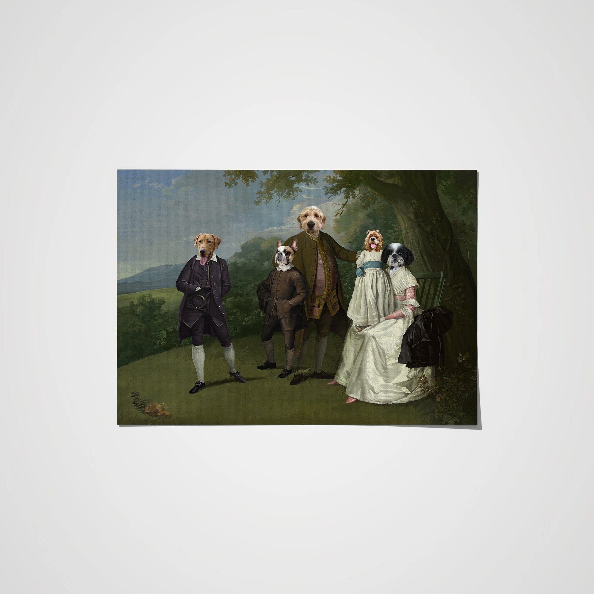 Crown and Paw - Poster The Family Picnic (Five Pets) - Custom Pet Poster 8.3" x 11.7" / Family A