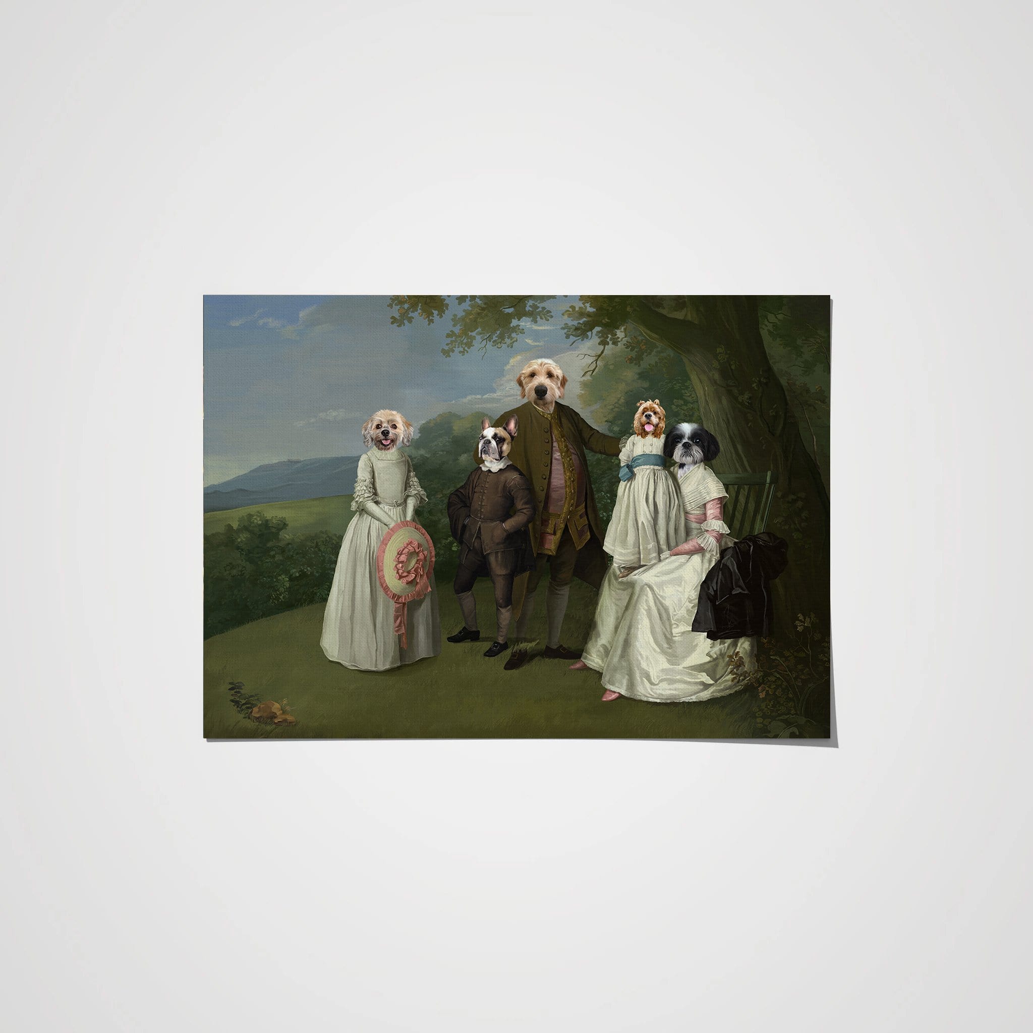 Crown and Paw - Poster The Family Picnic (Five Pets) - Custom Pet Poster 8.3" x 11.7" / Family B