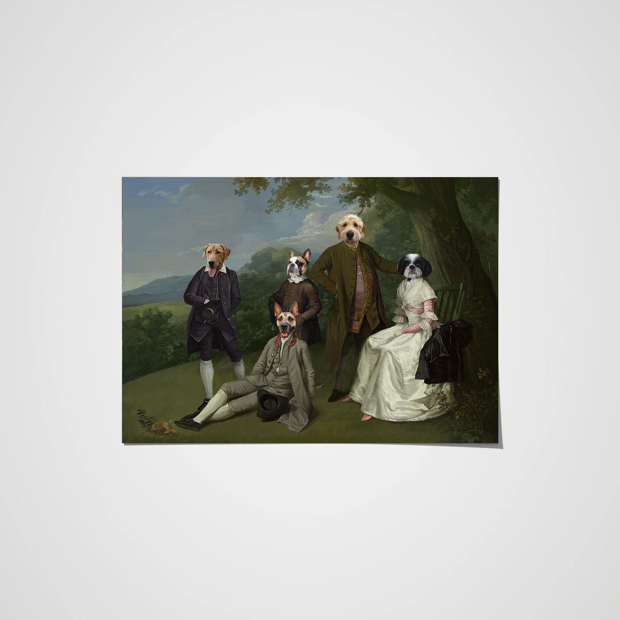 Crown and Paw - Poster The Family Picnic (Five Pets) - Custom Pet Poster 8.3" x 11.7" / Family C