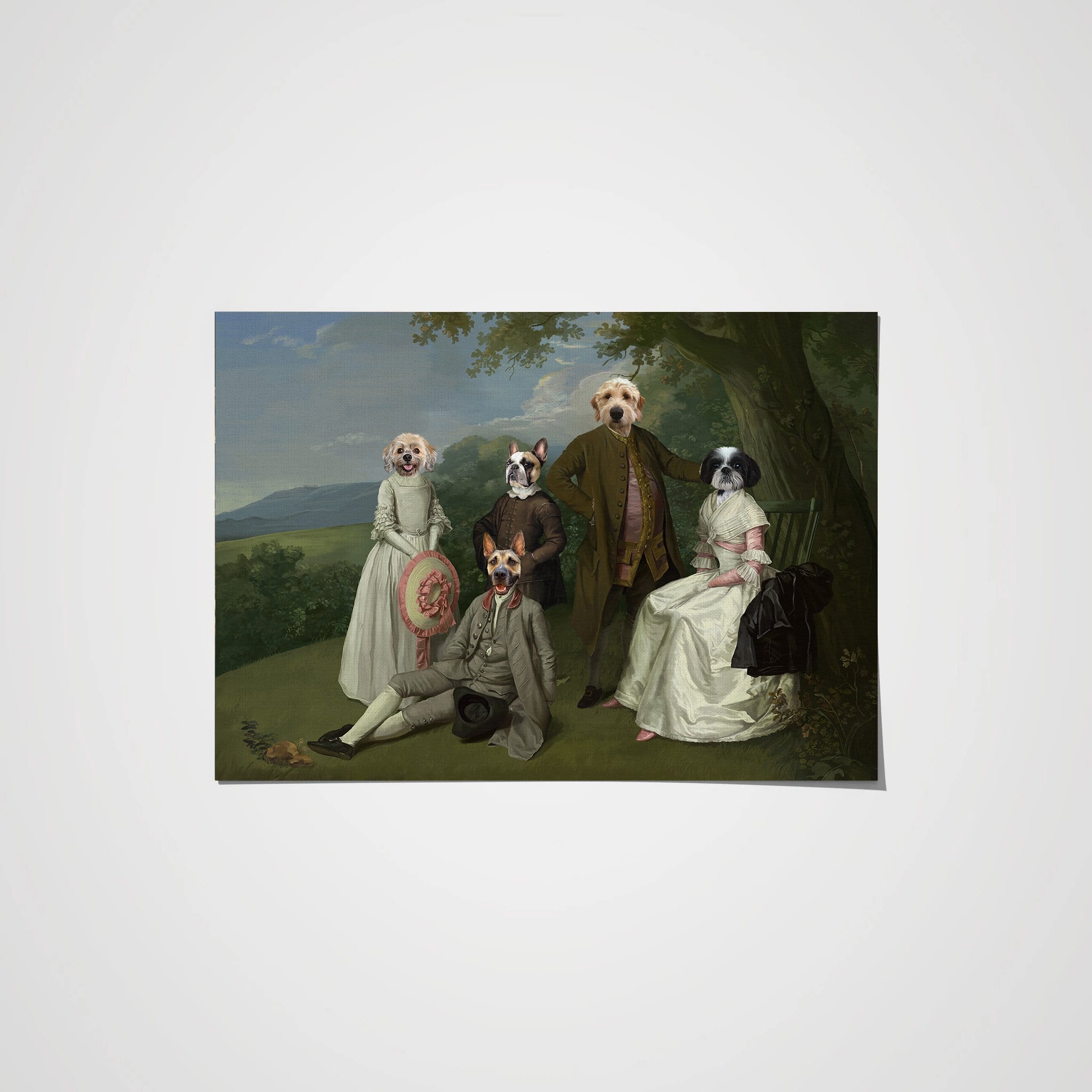 Crown and Paw - Poster The Family Picnic (Five Pets) - Custom Pet Poster 8.3" x 11.7" / Family D