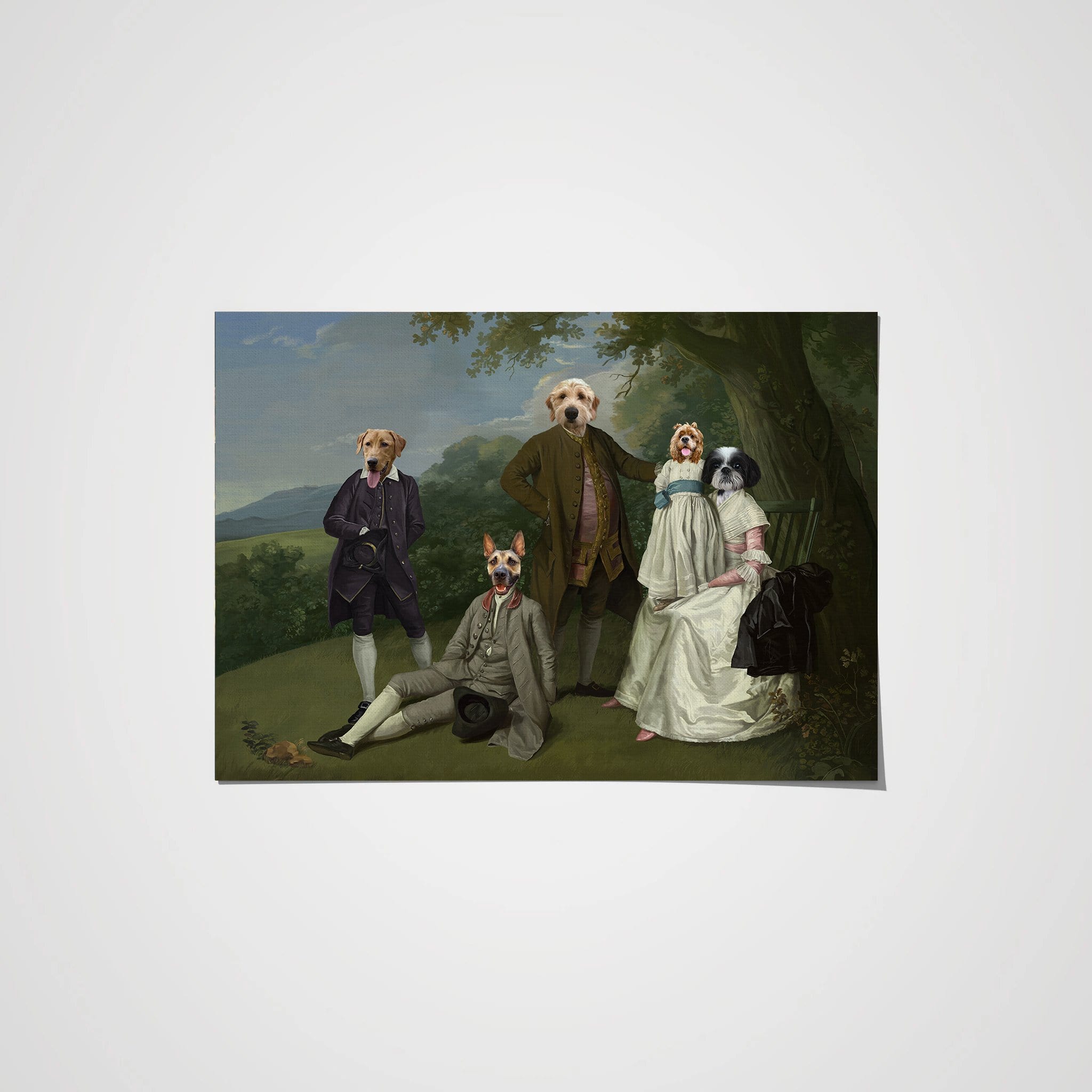 Crown and Paw - Poster The Family Picnic (Five Pets) - Custom Pet Poster 8.3" x 11.7" / Family E