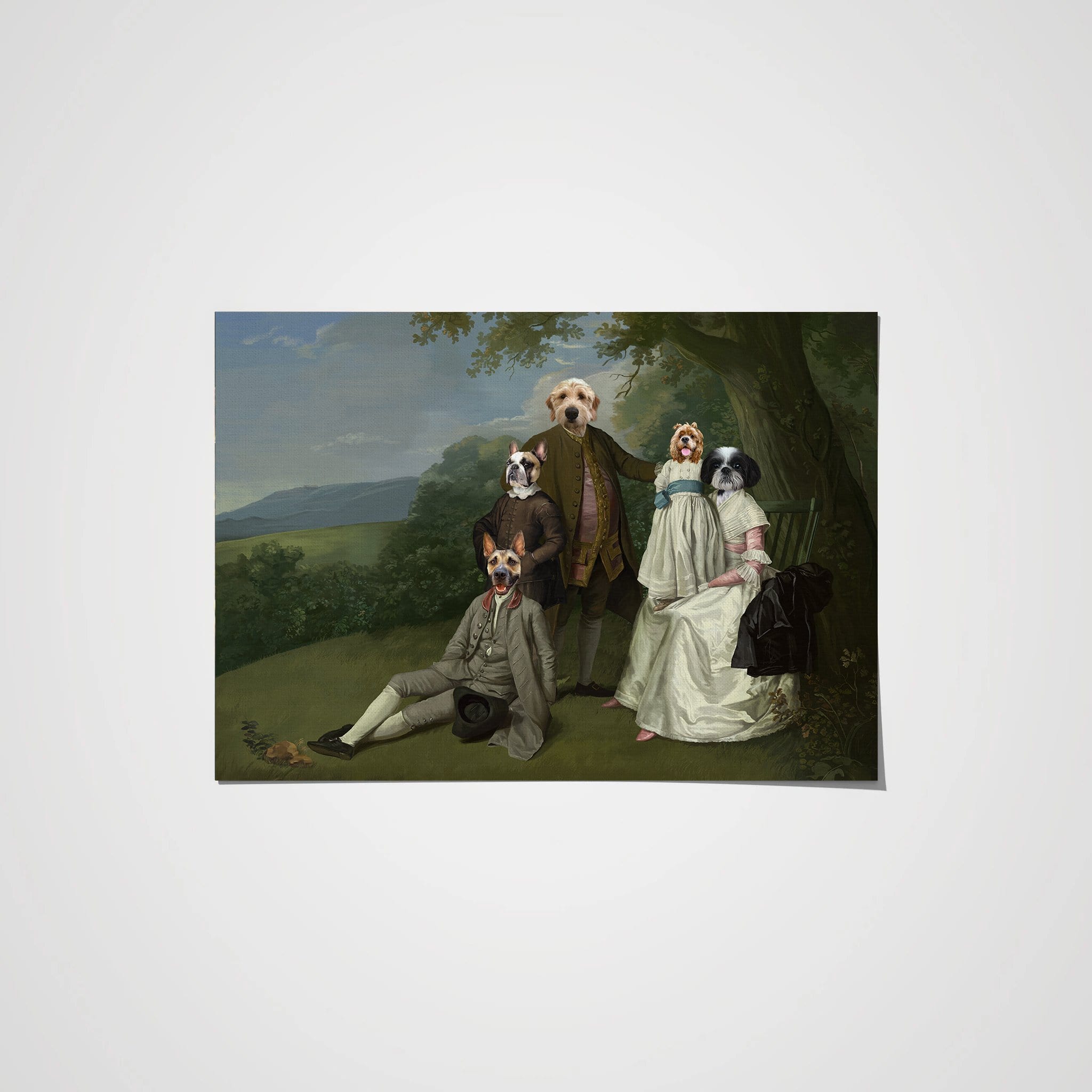 Crown and Paw - Poster The Family Picnic (Five Pets) - Custom Pet Poster 8.3" x 11.7" / Family G