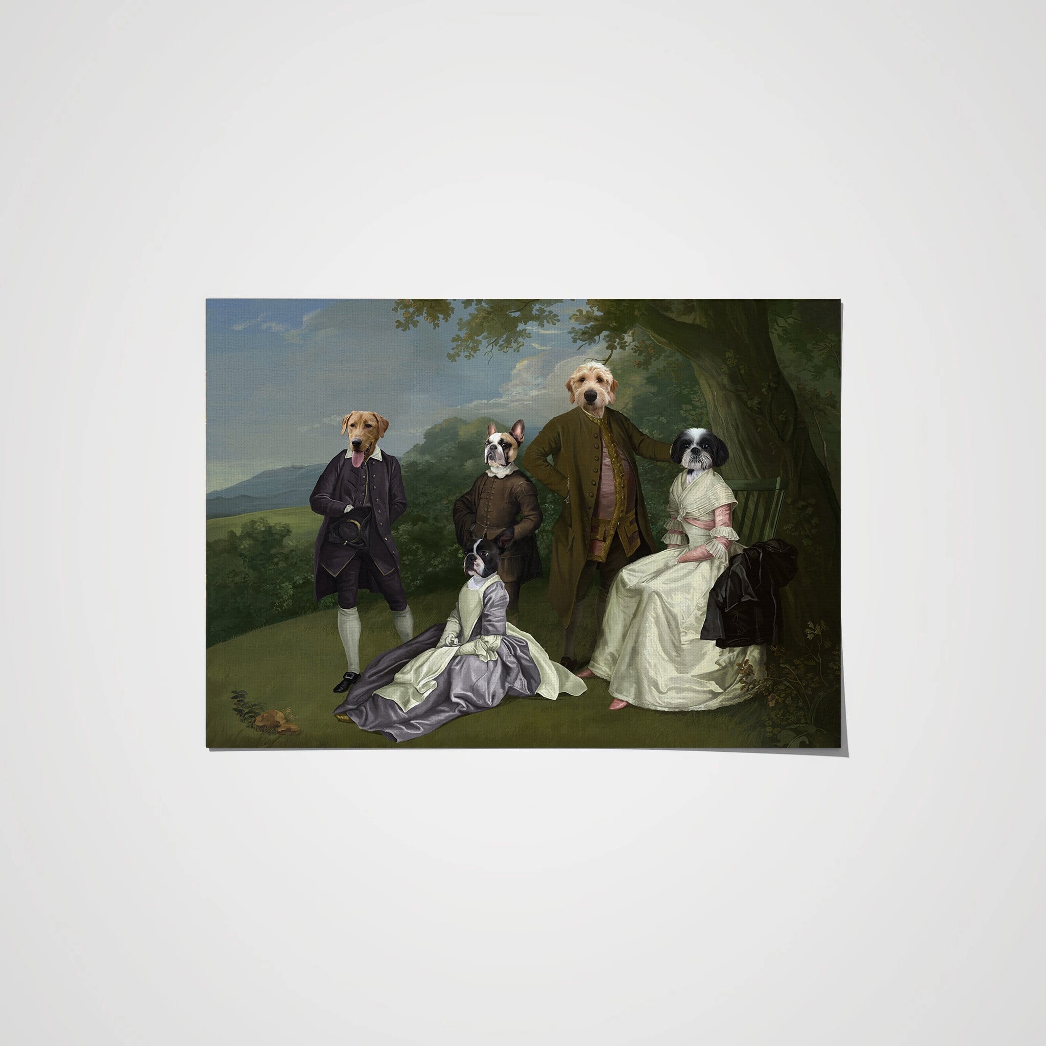 Crown and Paw - Poster The Family Picnic (Five Pets) - Custom Pet Poster 8.3" x 11.7" / Family H
