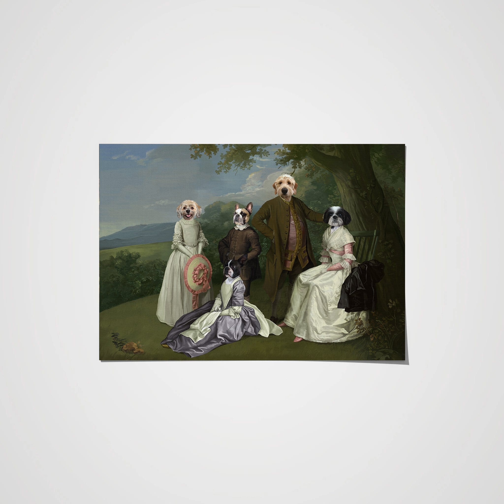 Crown and Paw - Poster The Family Picnic (Five Pets) - Custom Pet Poster 8.3" x 11.7" / Family I
