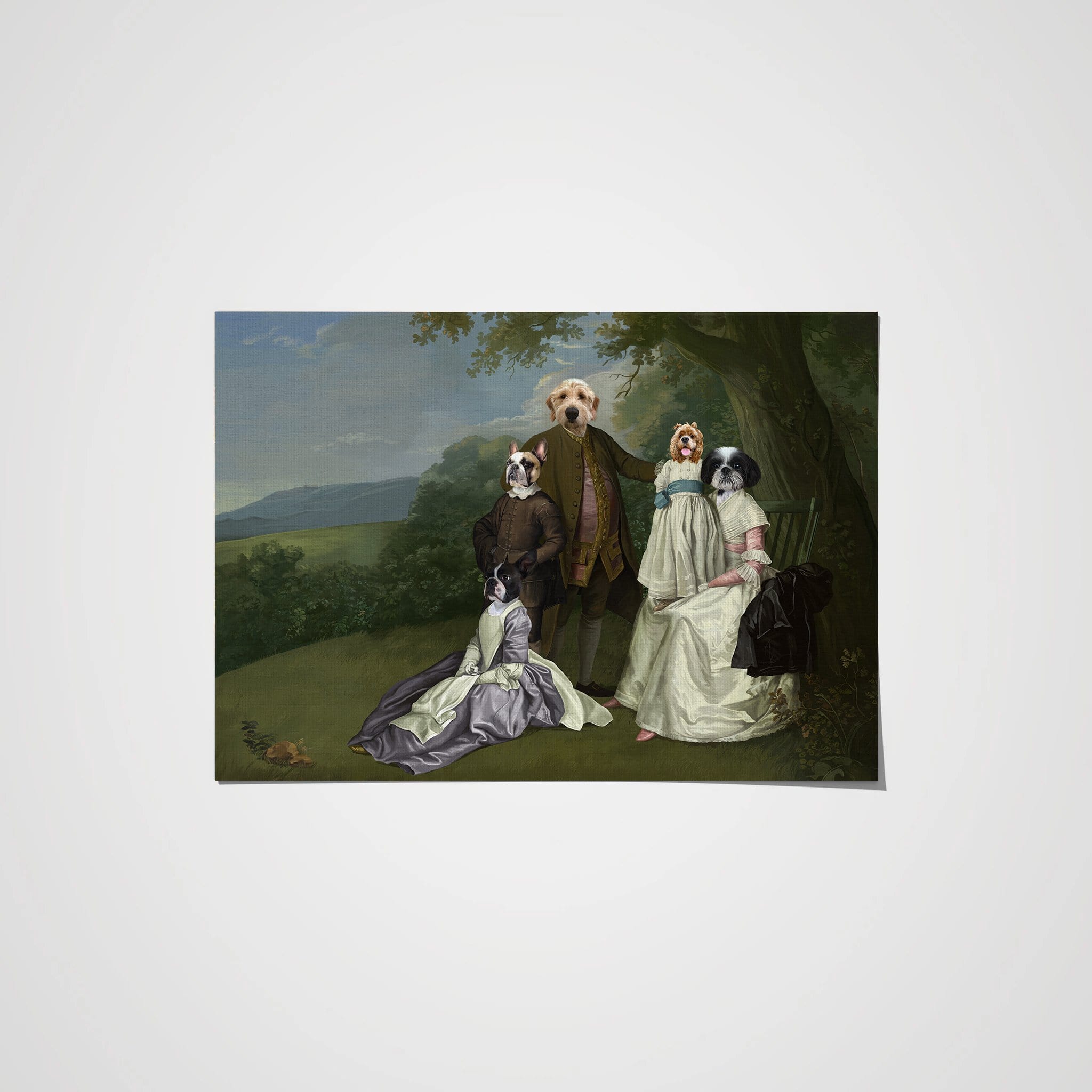 Crown and Paw - Poster The Family Picnic (Five Pets) - Custom Pet Poster 8.3" x 11.7" / Family J