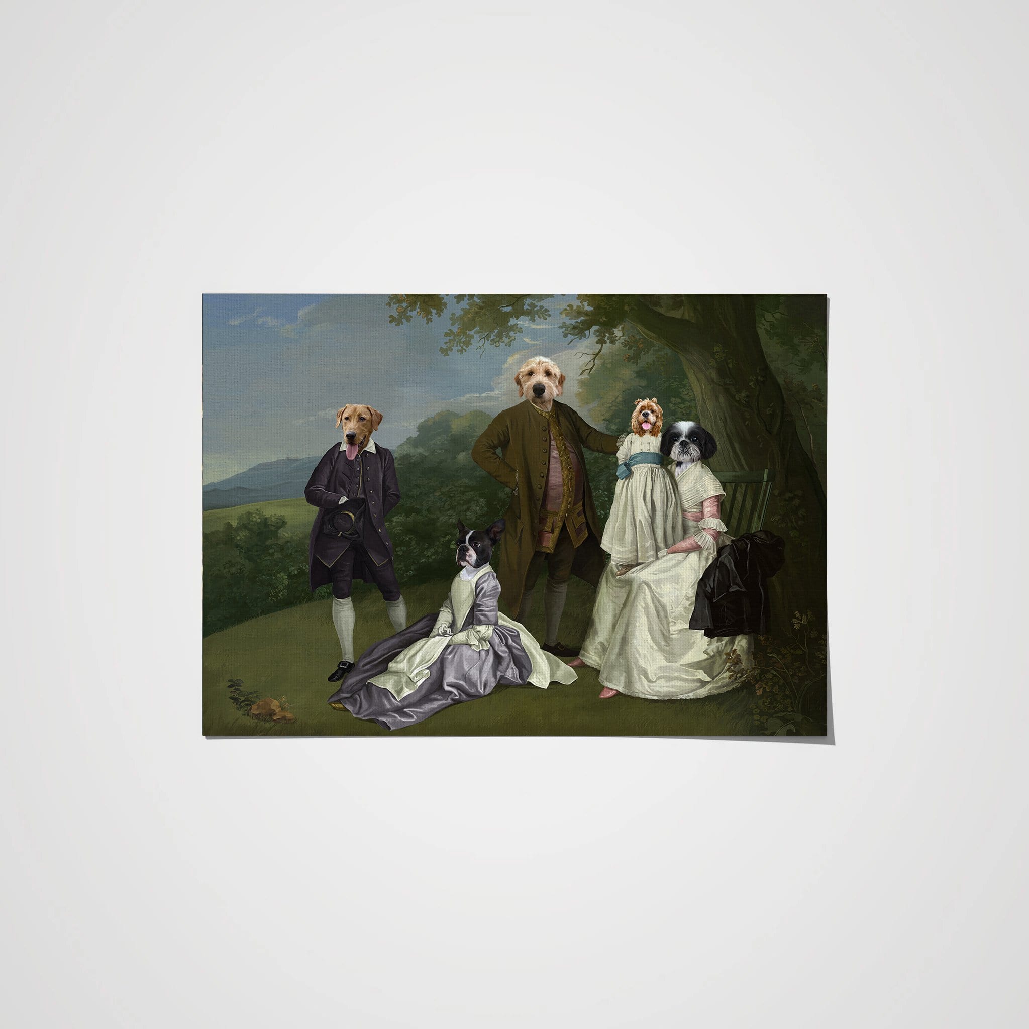 Crown and Paw - Poster The Family Picnic (Five Pets) - Custom Pet Poster 8.3" x 11.7" / Family K