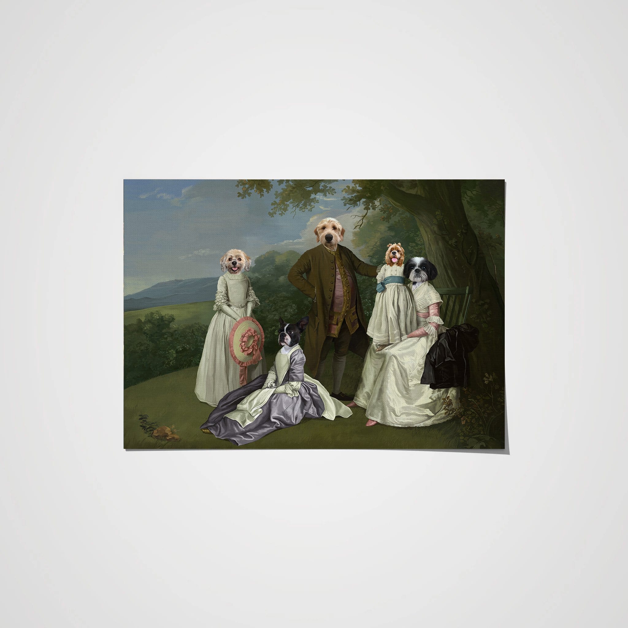 Crown and Paw - Poster The Family Picnic (Five Pets) - Custom Pet Poster 8.3" x 11.7" / Family L