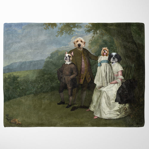 Crown and Paw - Blanket The Family Picnic (Four Pets) - Custom Pet Blanket 30" x 40" / Family B
