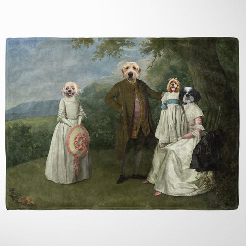 Crown and Paw - Blanket The Family Picnic (Four Pets) - Custom Pet Blanket 30" x 40" / Family F