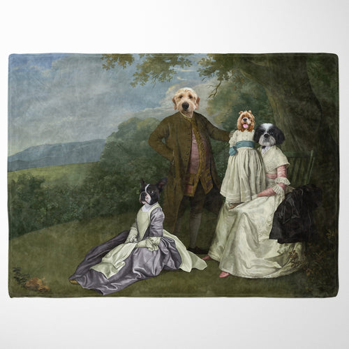Crown and Paw - Blanket The Family Picnic (Four Pets) - Custom Pet Blanket 30" x 40" / Family L