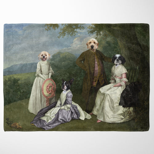 Crown and Paw - Blanket The Family Picnic (Four Pets) - Custom Pet Blanket 30" x 40" / Family M