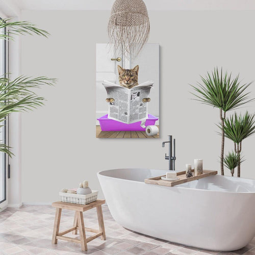 Crown and Paw - Framed Poster Custom Cat in Litter Tray Portrait - Framed Poster 18" x 24" / Unframed / Purple