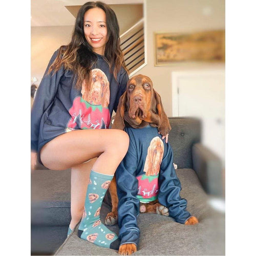 Crown and Paw - Custom Clothing Christmas Bundle Deal: Pet Face Sweatshirt and Socks (Save $30)