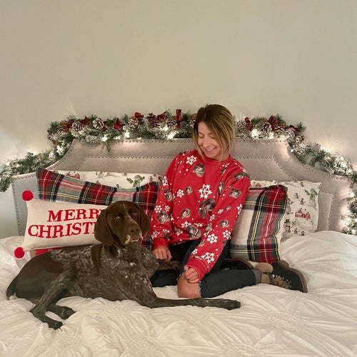 Crown and Paw - Custom Clothing Christmas Bundle: Pet Face Pattern Christmas Sweatshirt and Socks (Save $30)