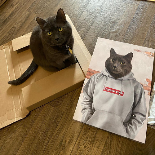 Crown and Paw - Canvas The Hypebeast - Custom Pet Canvas 8" x 10" / Grey