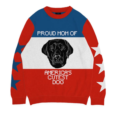 Crown and Paw - Knitwear Limited Edition! 4th of July Proud Dog Mom Knitted Sweater 2XS / Red (Multi)
