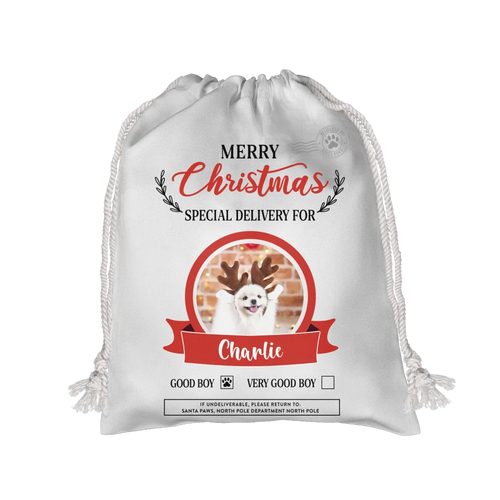 Christmas Sack - White Drawstring Mock Up - Base Image