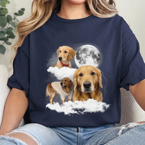 Custom Pet Photo Upload Cloudy Night T-Shirt