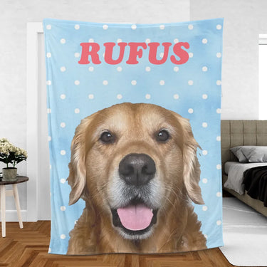 Personalized Polka Dot Pet Photo Blanket