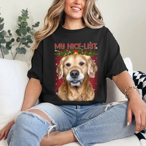 Personalized Christmas Custom Pet Photo T-Shirt