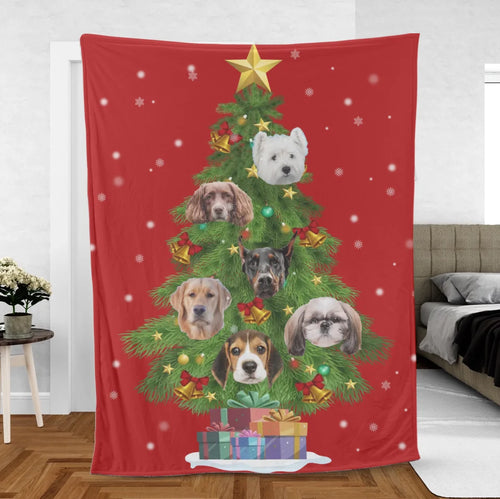 Personalized Christmas Tree Photo Blanket