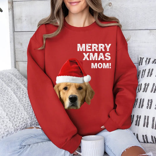 Personalized Merry Xmas Text and Photo Sweatshirt