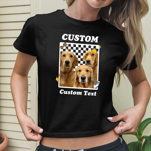 Personalized Checkered Pet Photo Baby Tee