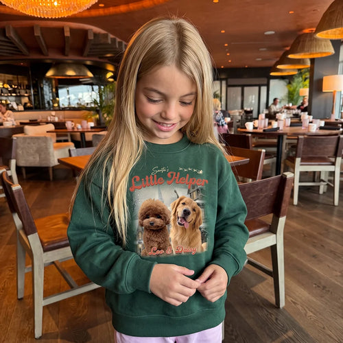 Children's Custom Vintage Christmas Pet Sweatshirt personalized with your pet's photo