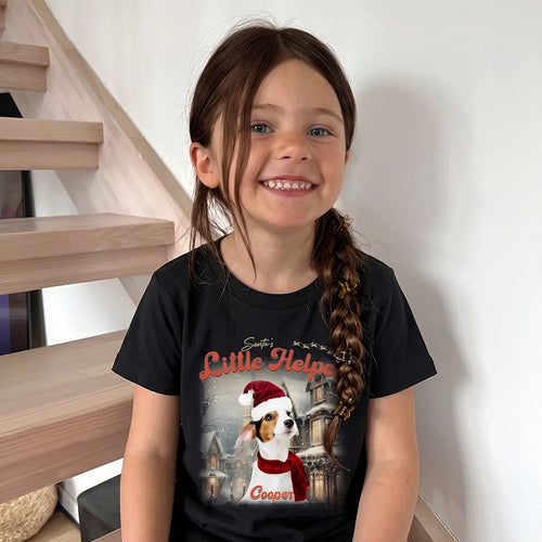 Children's Custom Vintage Christmas Pet T-Shirt personalized with your pet's photo