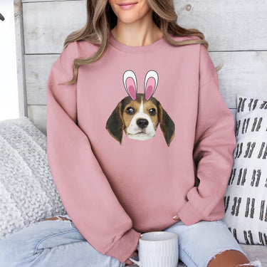 Novelty Pet Face Bunny Ears Easter Sweatshirt