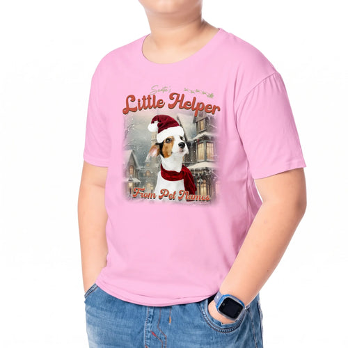 Child wearing the Children's Custom Vintage Christmas Pet T-Shirt
